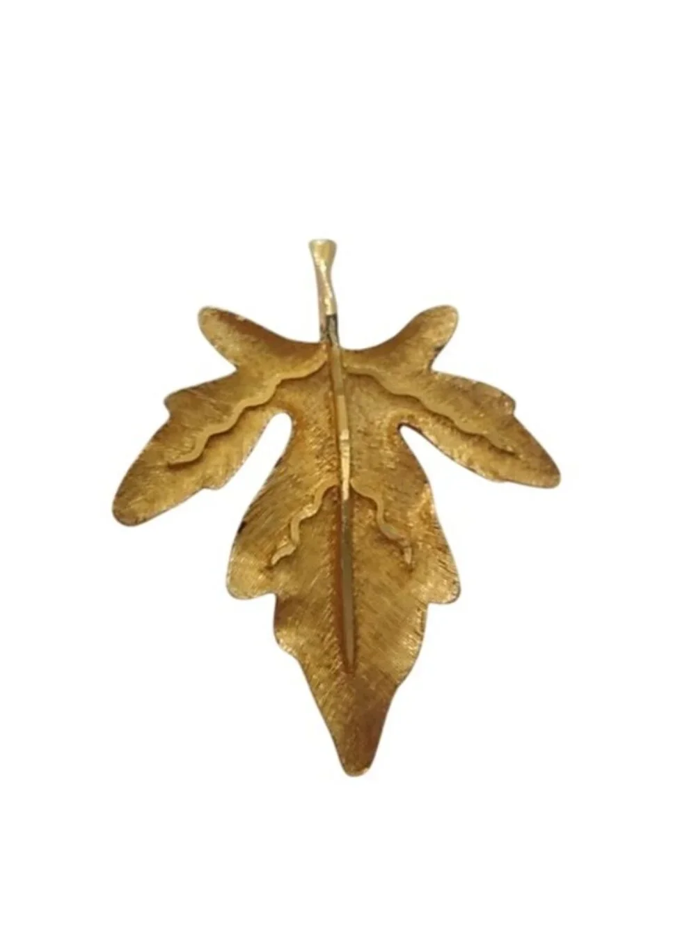 Vintage BSK Goldtone Metal Leaf Brooch